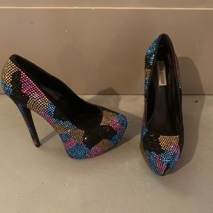 Steve Madden stiletto multi coloured rhinestones